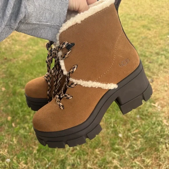 UGG Brooklyn Water Resistant Hiker Boot with Genuine Shearling Trim (Women) - Picture 7 of 10